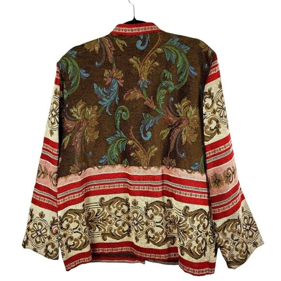 Sag Harbor Size 16 No Collar Button Down Long Sleeves Tapestry‎ Print Jacket - Picture 2 of 10